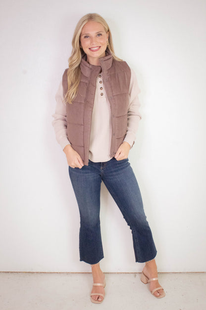  Jordan Knit Henley Top, Dark Taupe