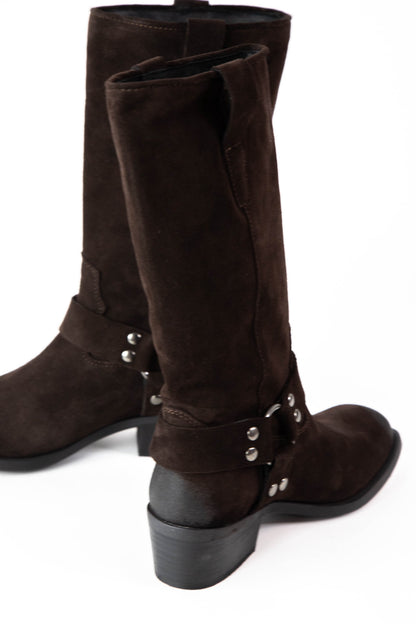  Ruskin Suede Leather Boot, Brown | Steve Madden