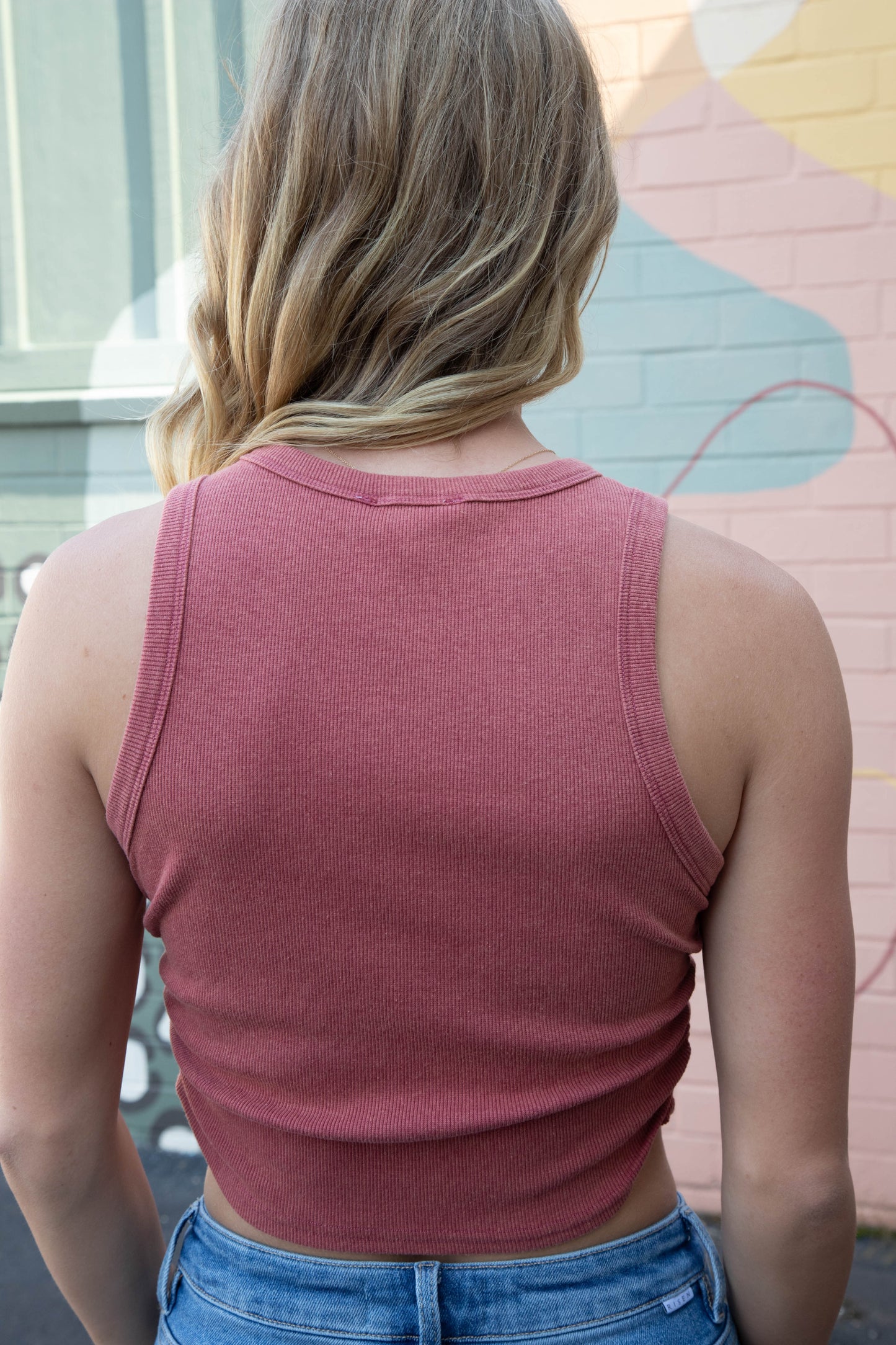  Taytum Mineral Washed Ruched Tank, Brick