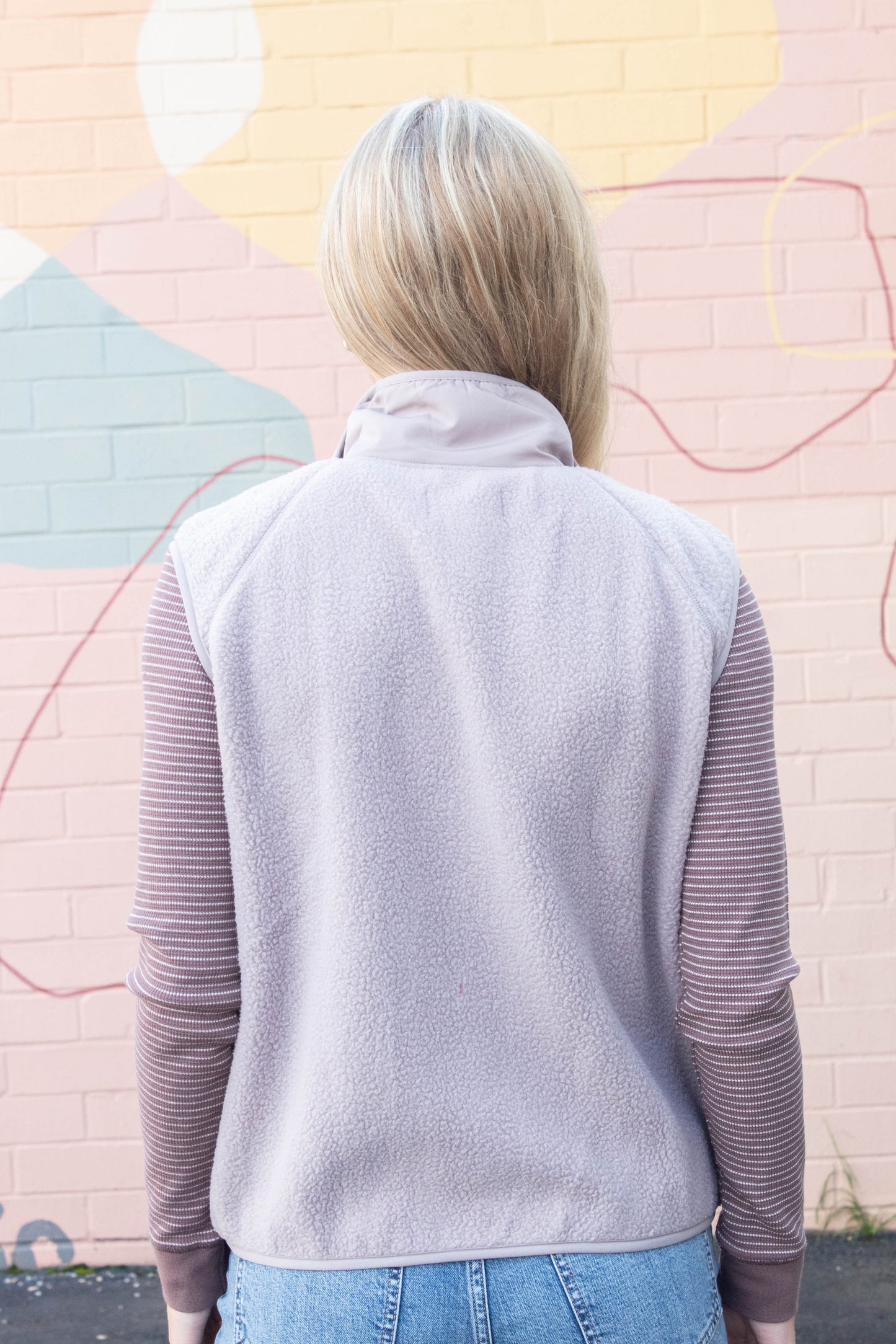 Be Cool Elena Fleece Button Up Vest, Earth Grey