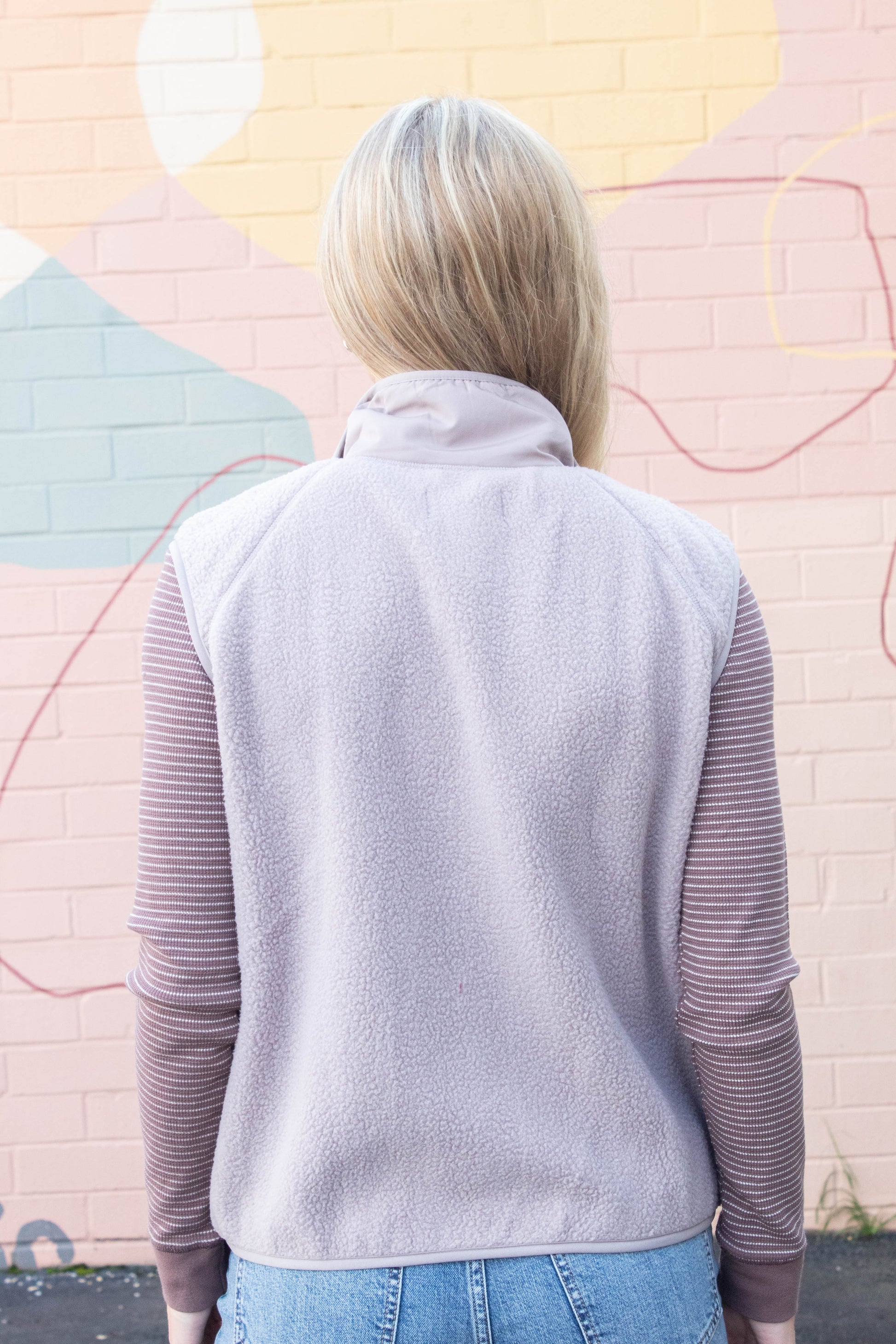 Be Cool Elena Fleece Button Up Vest, Earth Grey