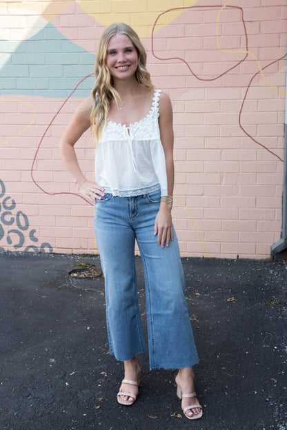  Stevie Lace Tank, Clean Ivory | Free People