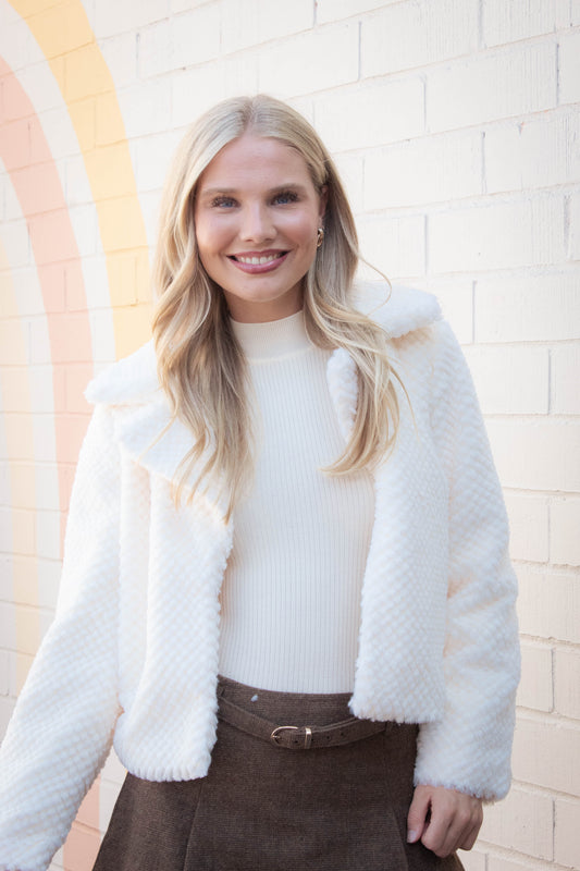  So So Soft Faux Fur Coat, Ivory | Sadie & Sage