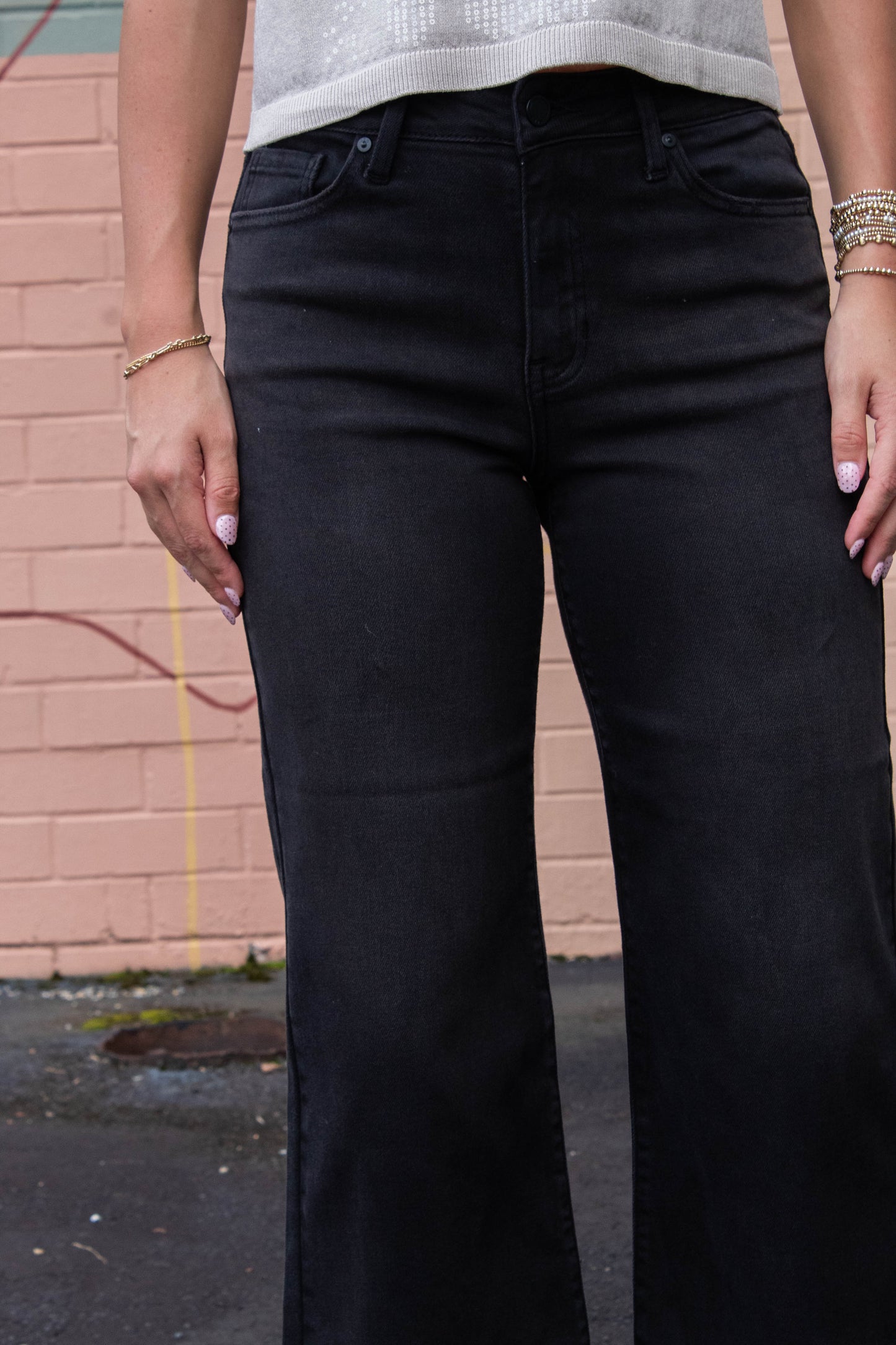  Sierra Almost Crop Jeans, Washed Black