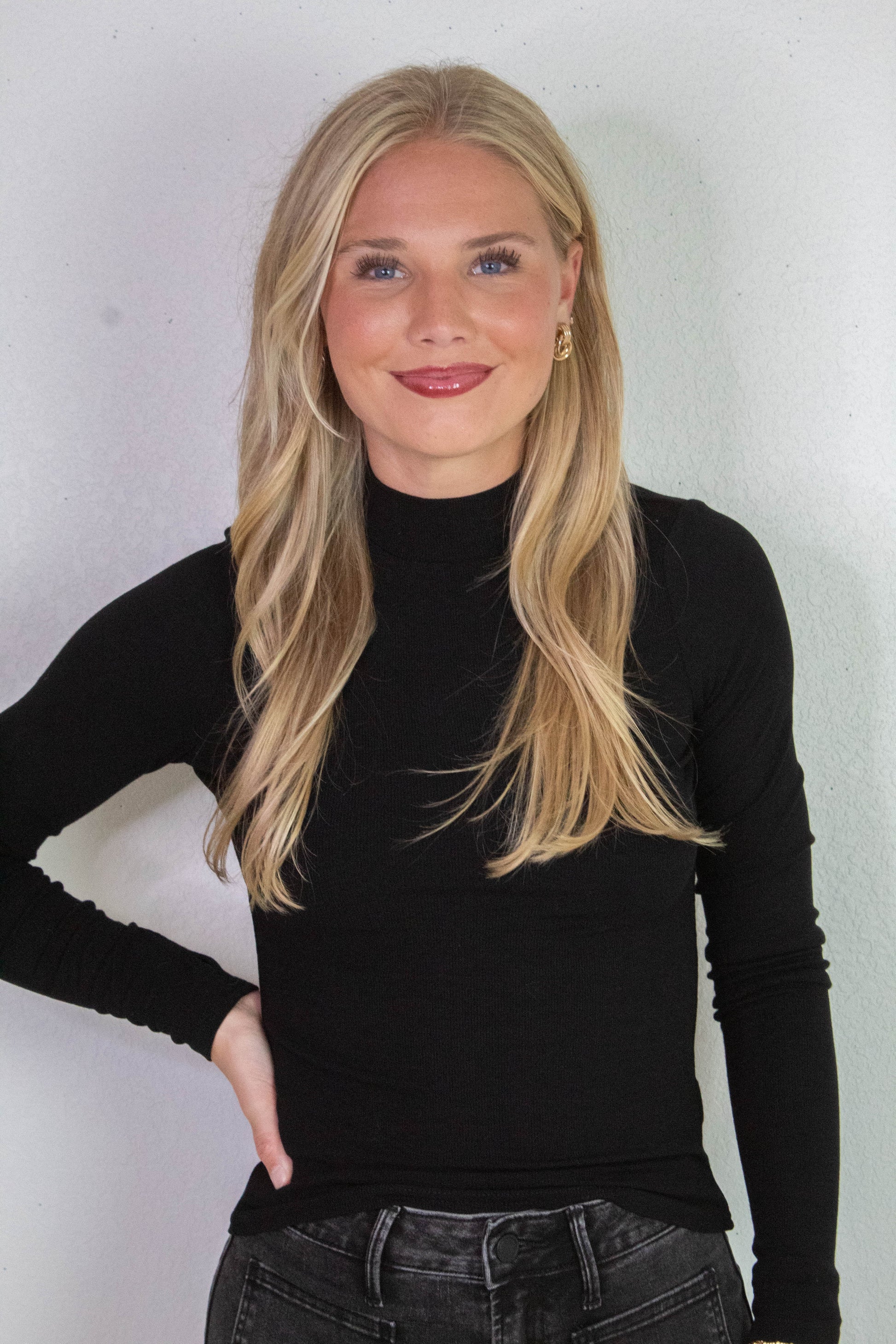  Ronan Mock Neck Top, Black | Sadie & Sage