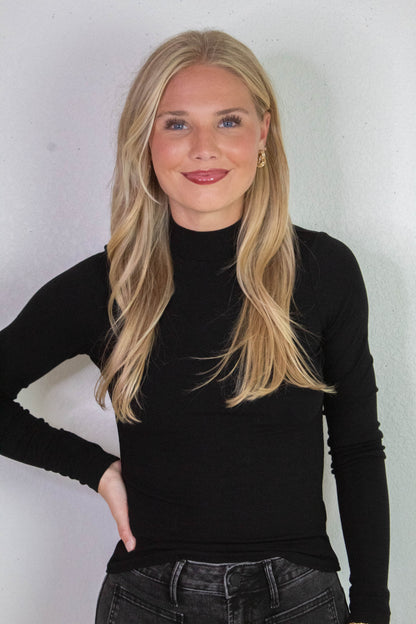  Ronan Mock Neck Top, Black | Sadie & Sage