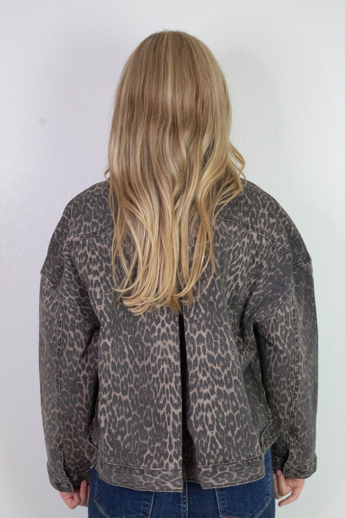  Lorna Leopard Print Denim Jacket, Leopard