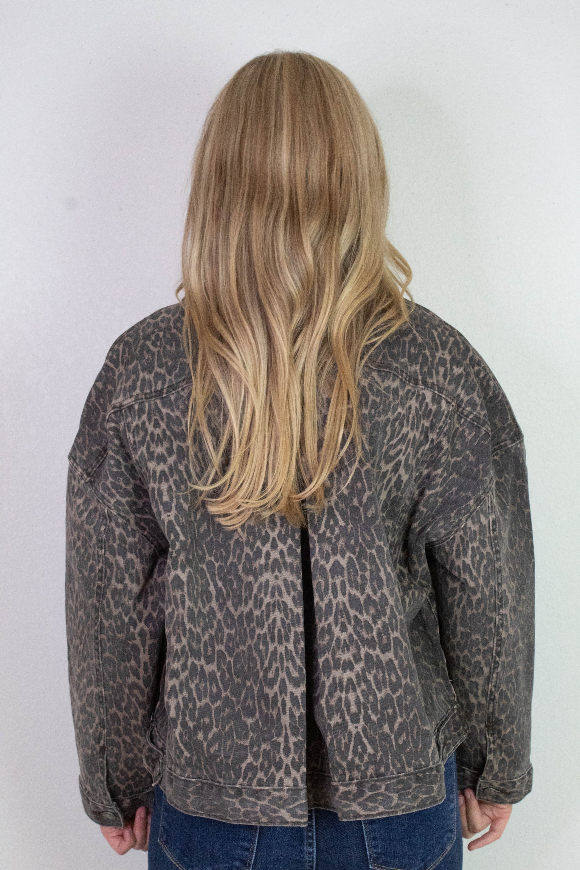  Lorna Leopard Print Denim Jacket, Leopard