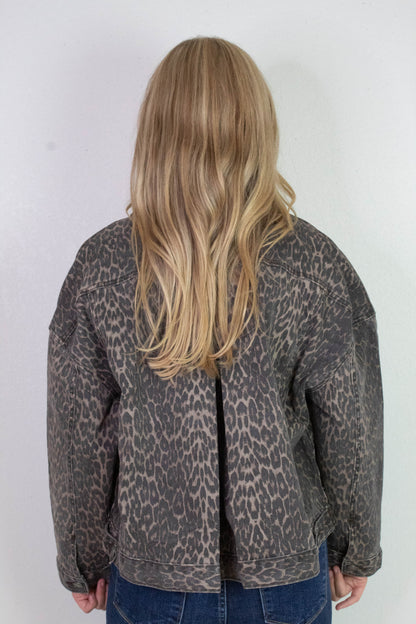  Lorna Leopard Print Denim Jacket, Leopard