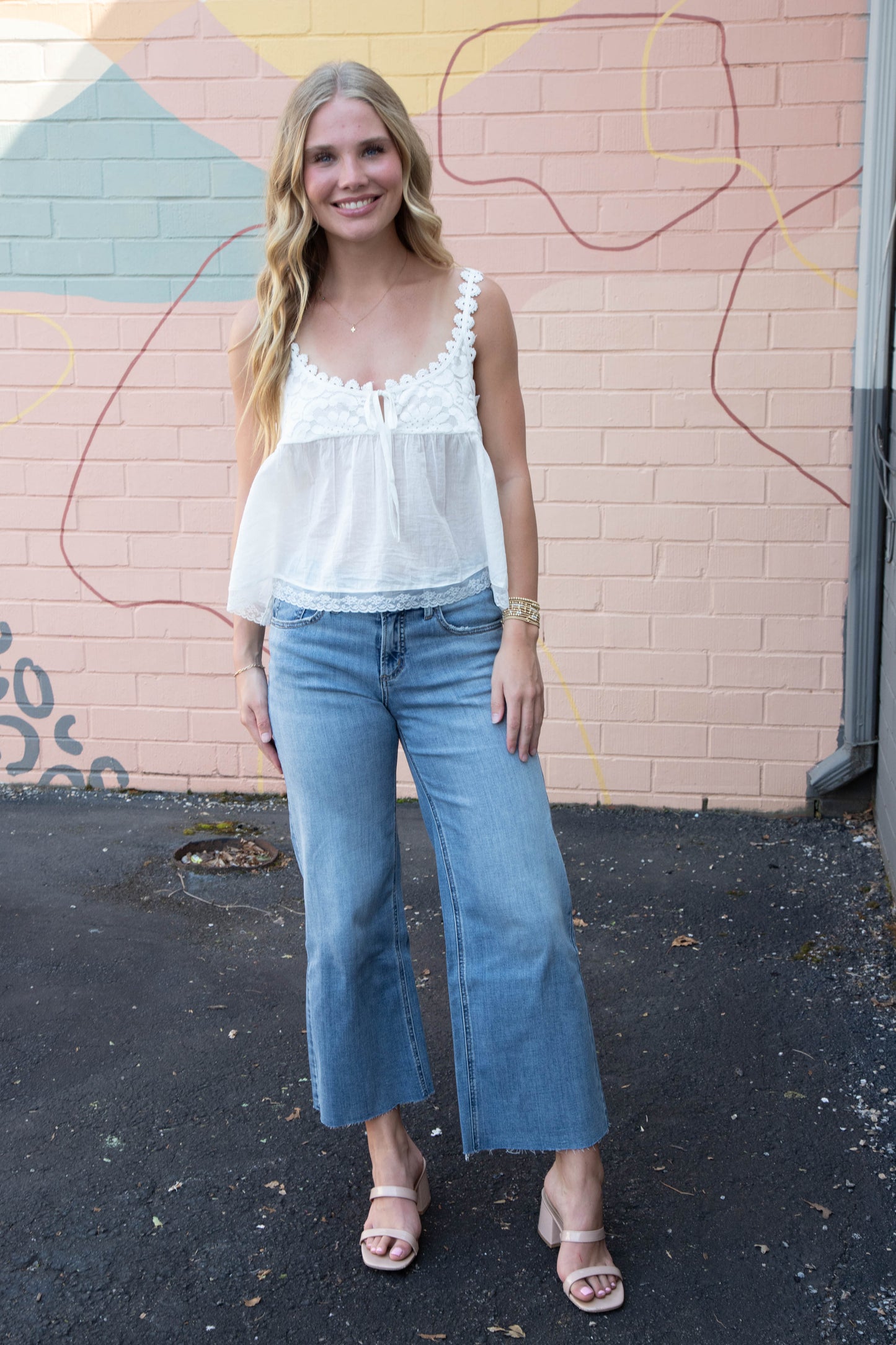  Stevie Lace Tank, Clean Ivory | Free People