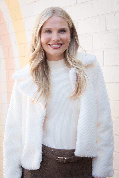  So So Soft Faux Fur Coat, Ivory | Sadie & Sage