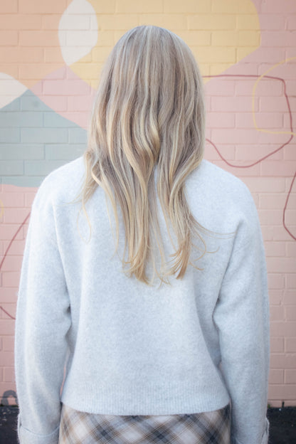  Lila Cuff Detail Pocket Sweater, Heather Grey