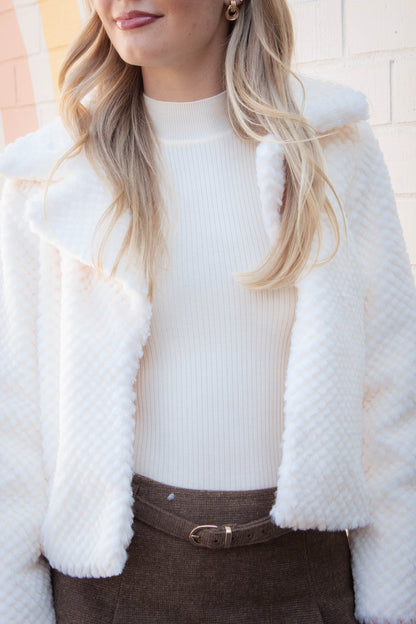  So So Soft Faux Fur Coat, Ivory | Sadie & Sage
