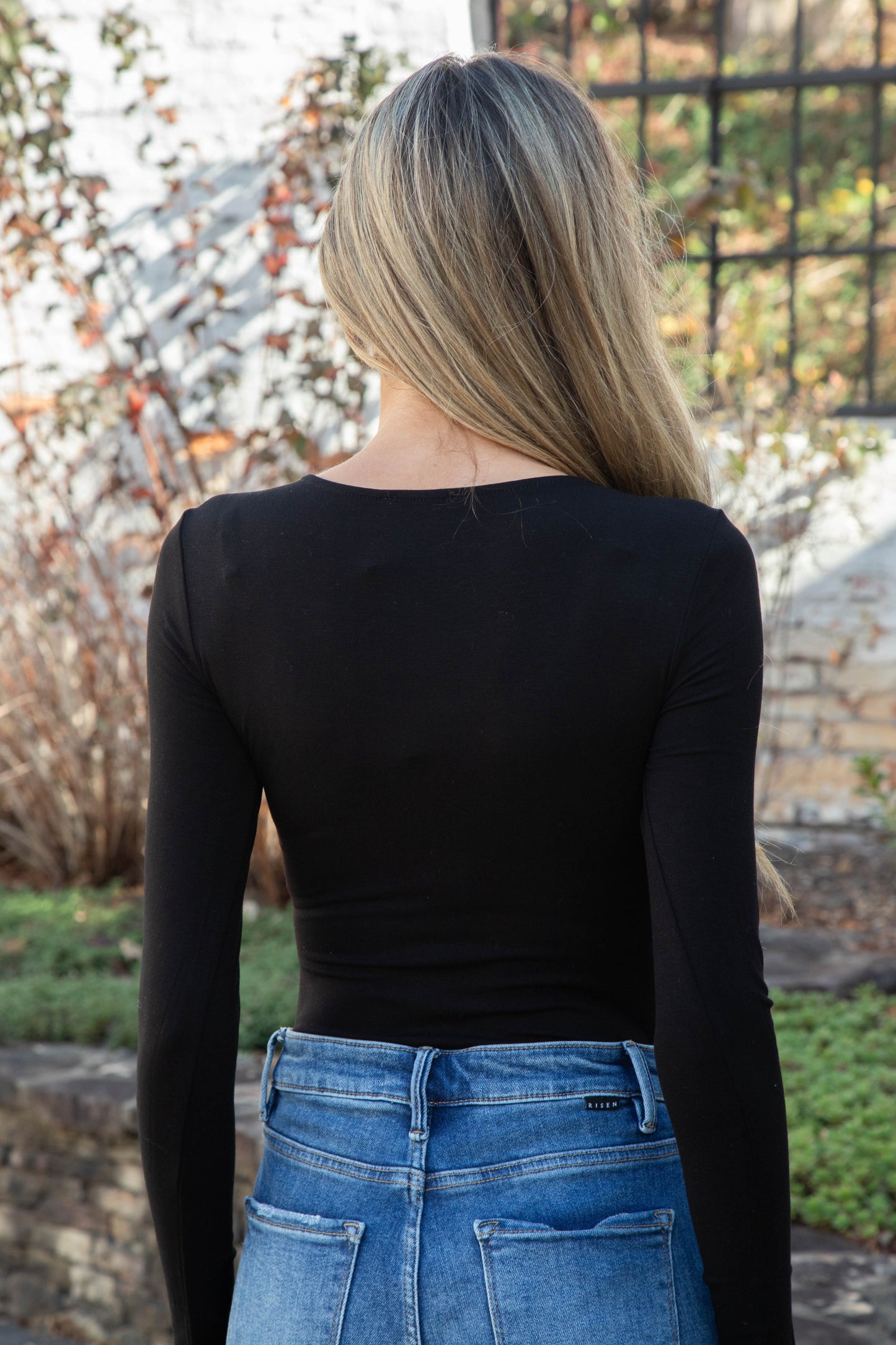  Carolyn Scoop Neck Bodysuit, Black