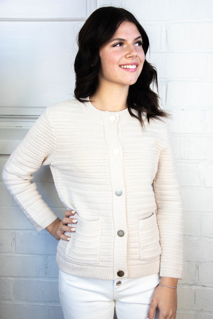  Rae Pointelle Knitted Jacket, Oat | Sanctuary