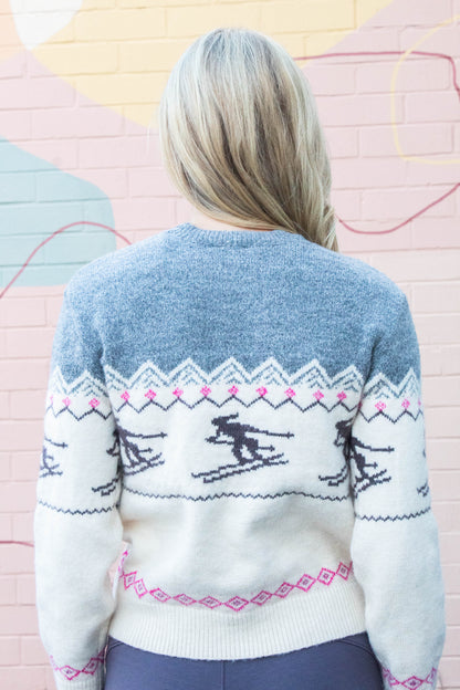  Gunhild Ski Print Sweater, Grey | RD Style