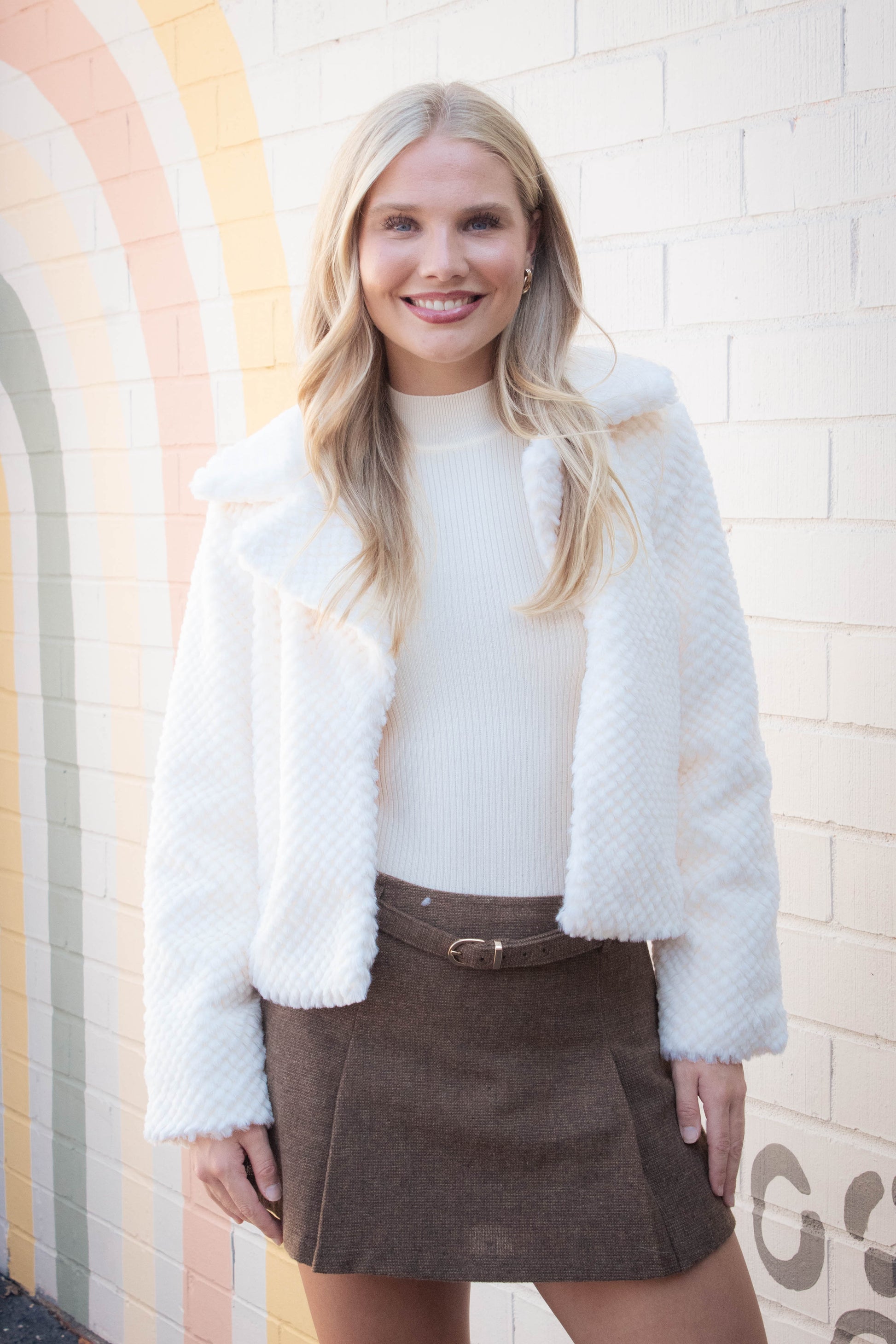  So So Soft Faux Fur Coat, Ivory | Sadie & Sage