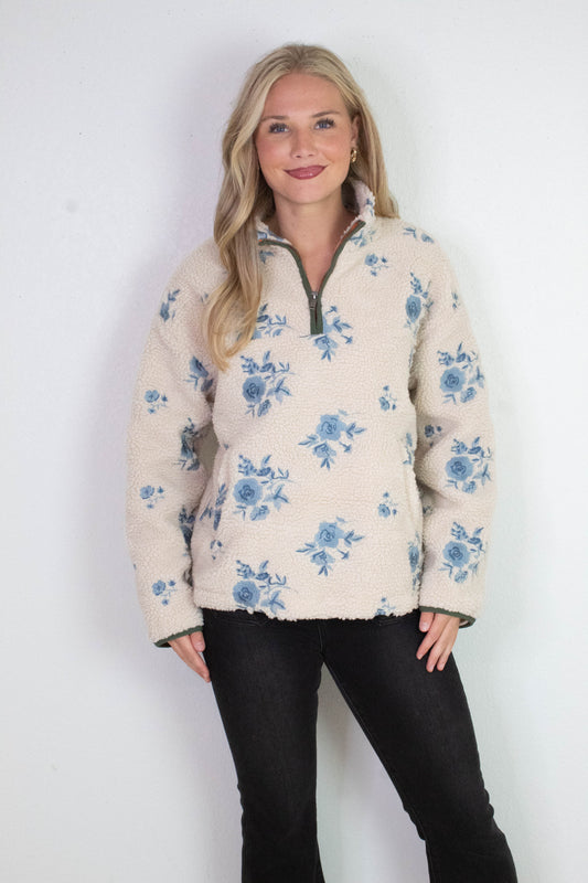  Poppy Anorak Jacket, Cream Blue | RD Style