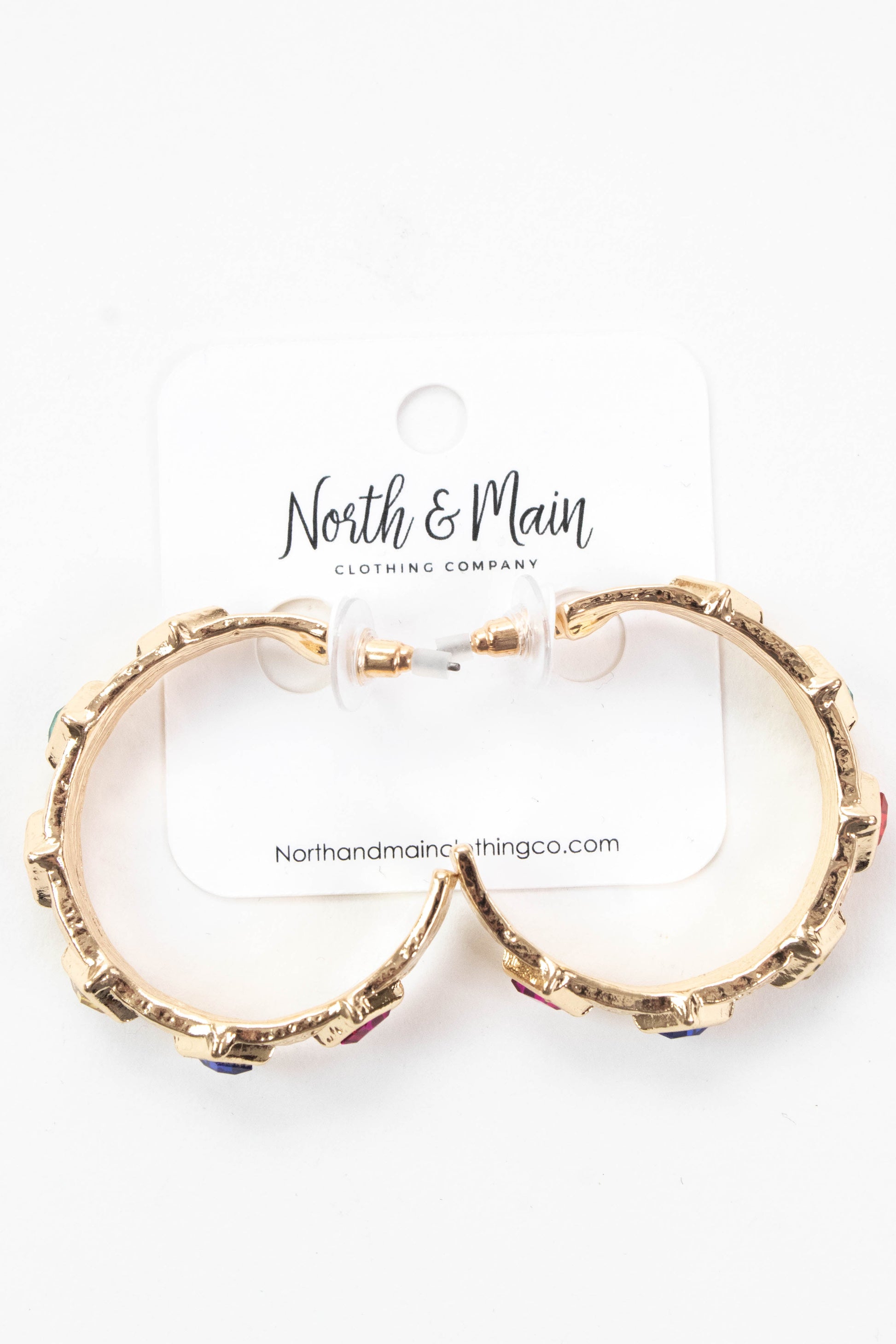  Kendra Textured Multi Color Hoop Earring, Gold Multi