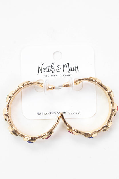 Kendra Textured Multi Color Hoop Earring, Gold Multi