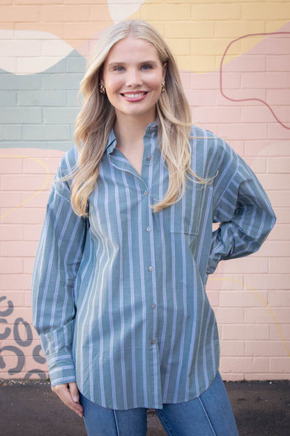  Cordelia Striped Shirt, Olive
