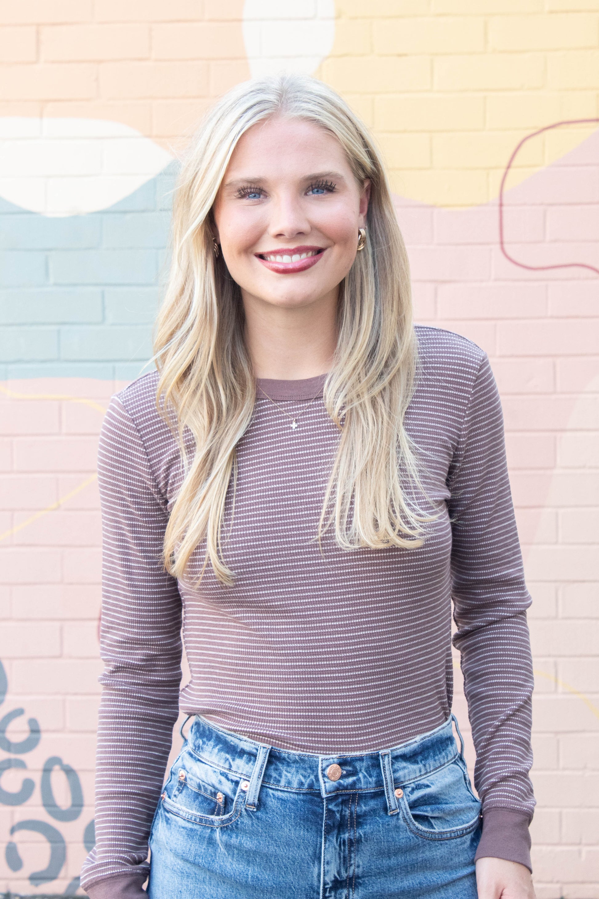 Be Cool Madelyn Stitched Thermal Top, Brown