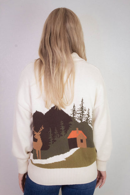  Lila Camp Jacquard Toggle Cardigan, Oatmeal