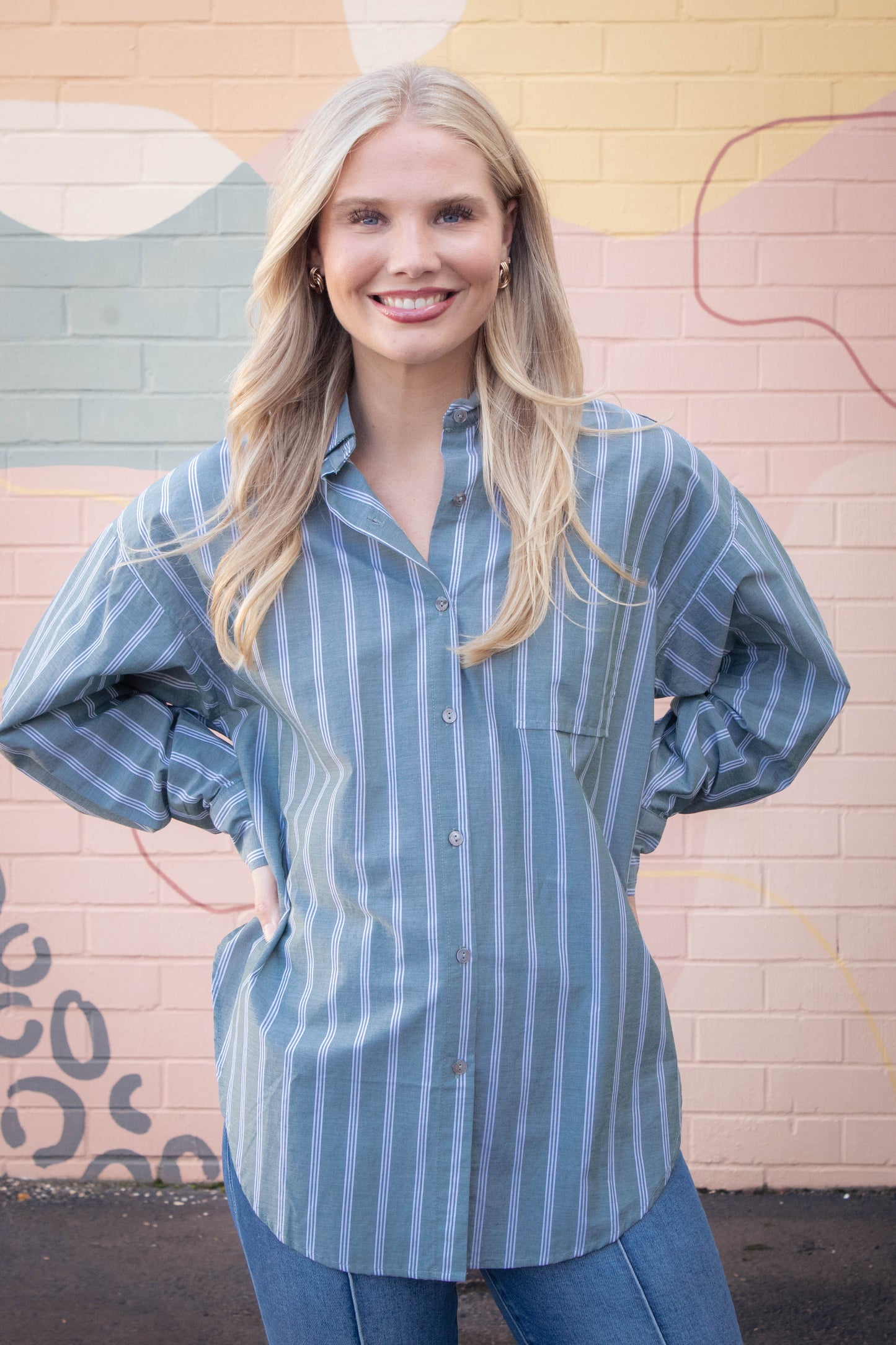  Cordelia Striped Shirt, Olive