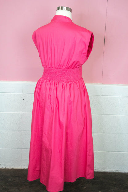  Catalina Smocked Waist Midi Dress, Pink | Plus Size