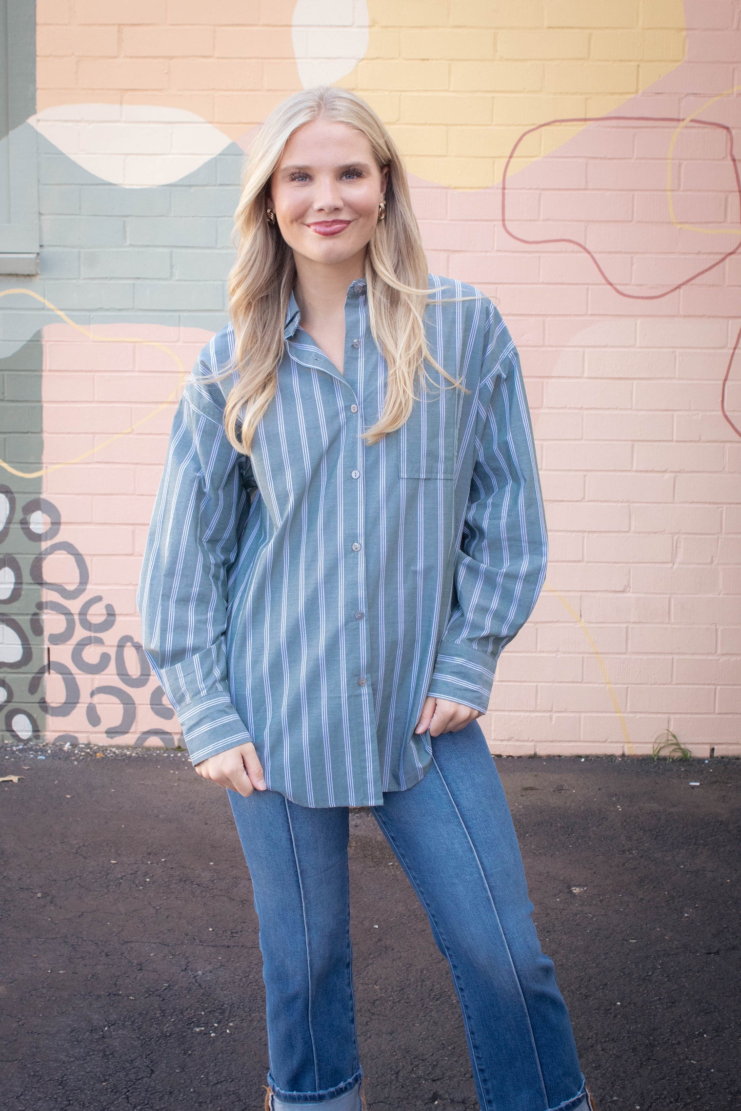  Cordelia Striped Shirt, Olive