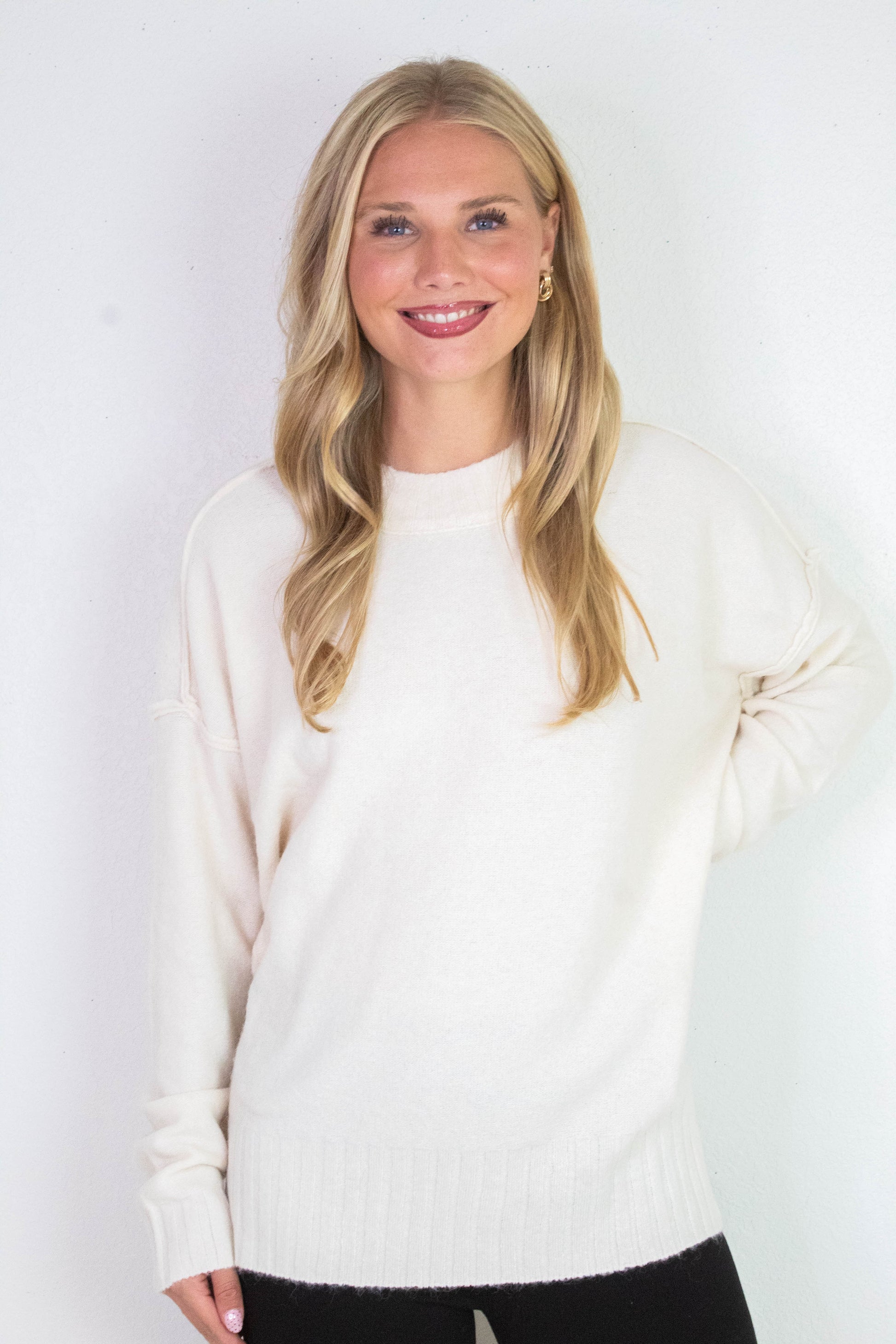  Oakleigh Relaxed Fit Sweater, Whip Cream