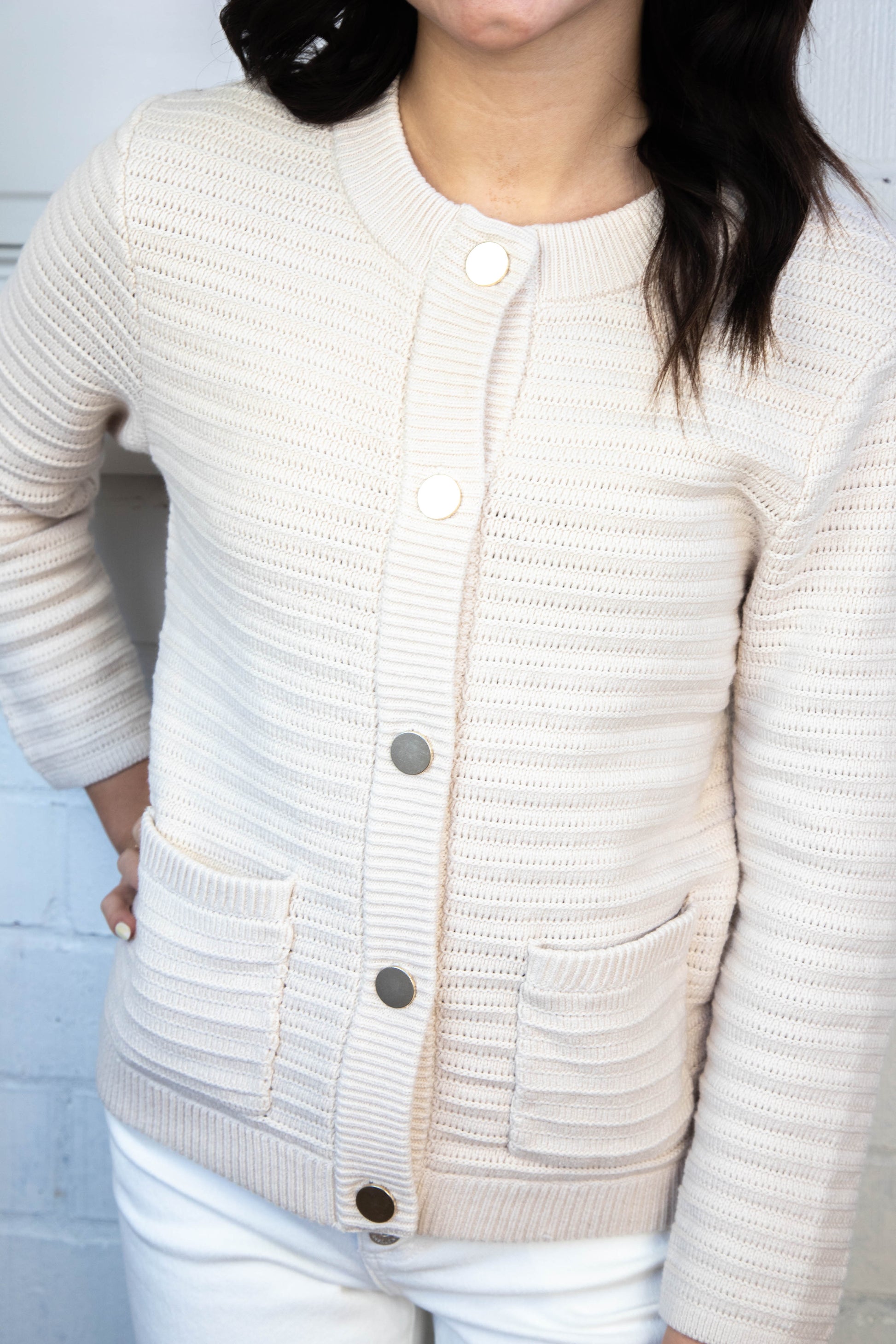  Rae Pointelle Knitted Jacket, Oat | Sanctuary