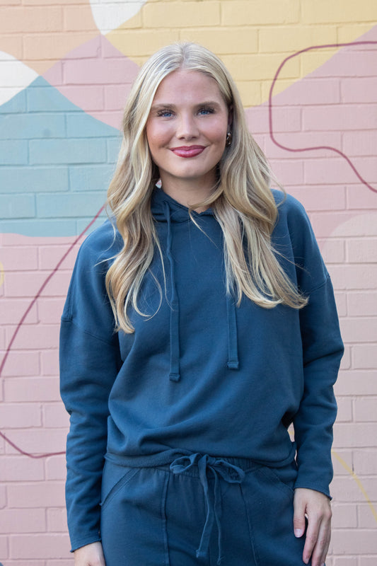  Myla Everyday Raw Edge Hoodie, Midnight Navy