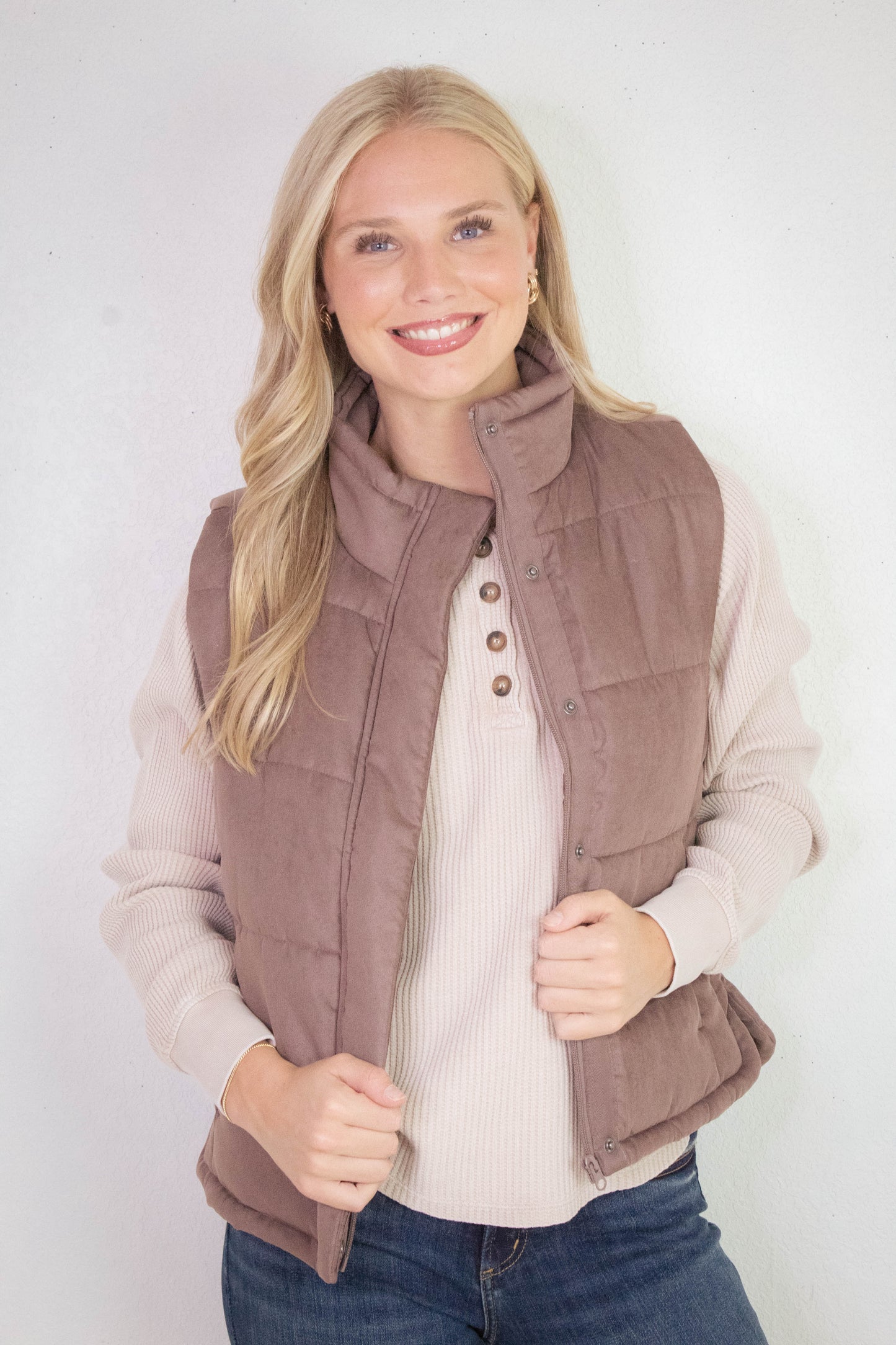  Jordan Knit Henley Top, Dark Taupe