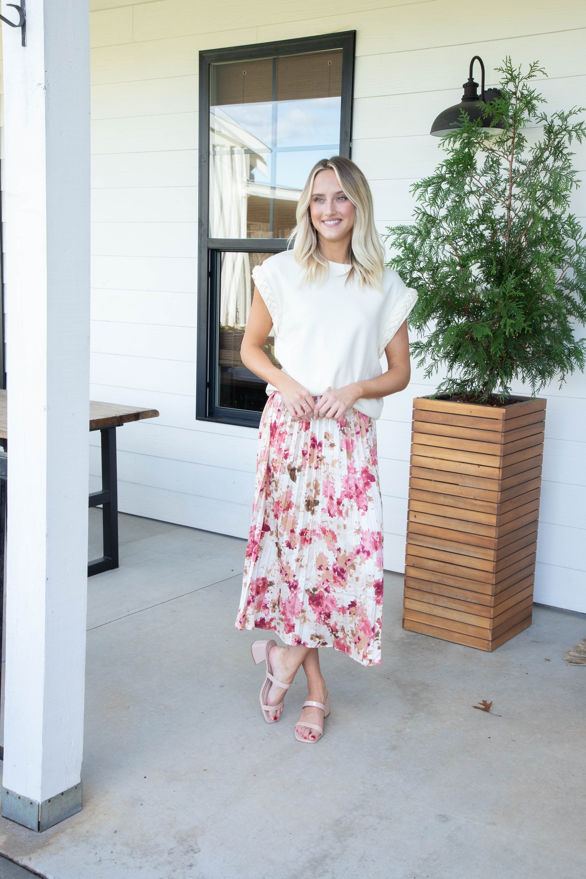  Girls Dinner Pleated Skirt, Pink Multi | Sadie & Sage