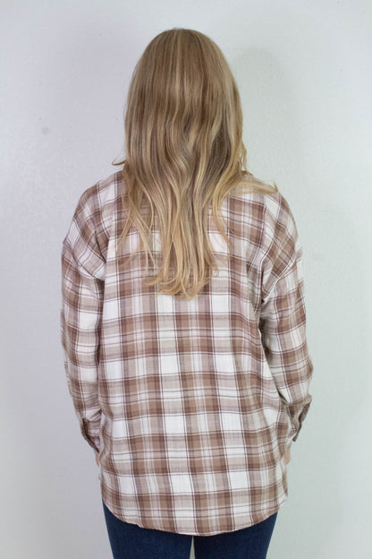 Be Cool Monroe Brown Plaid Flannel Shirt, Mocha