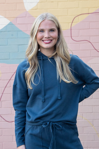  Myla Everyday Raw Edge Hoodie, Midnight Navy