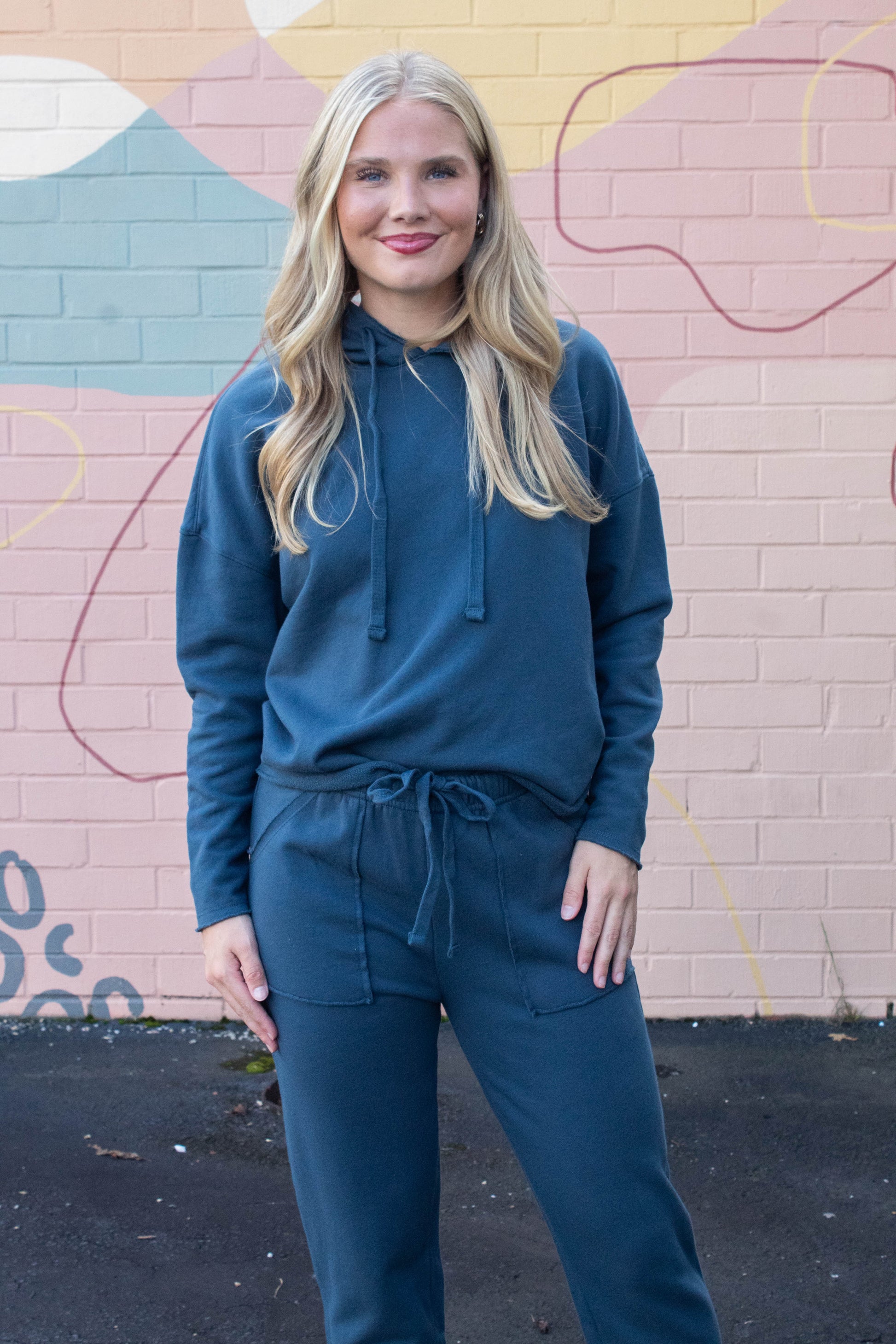  Myla Everyday Raw Edge Hoodie, Midnight Navy