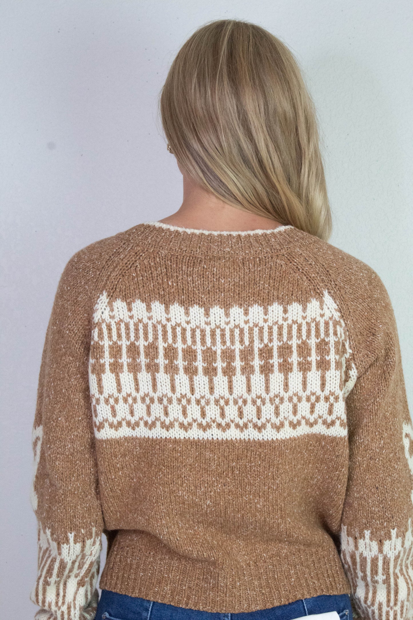  Tali Swan Jacquard Cardigan, Caramel