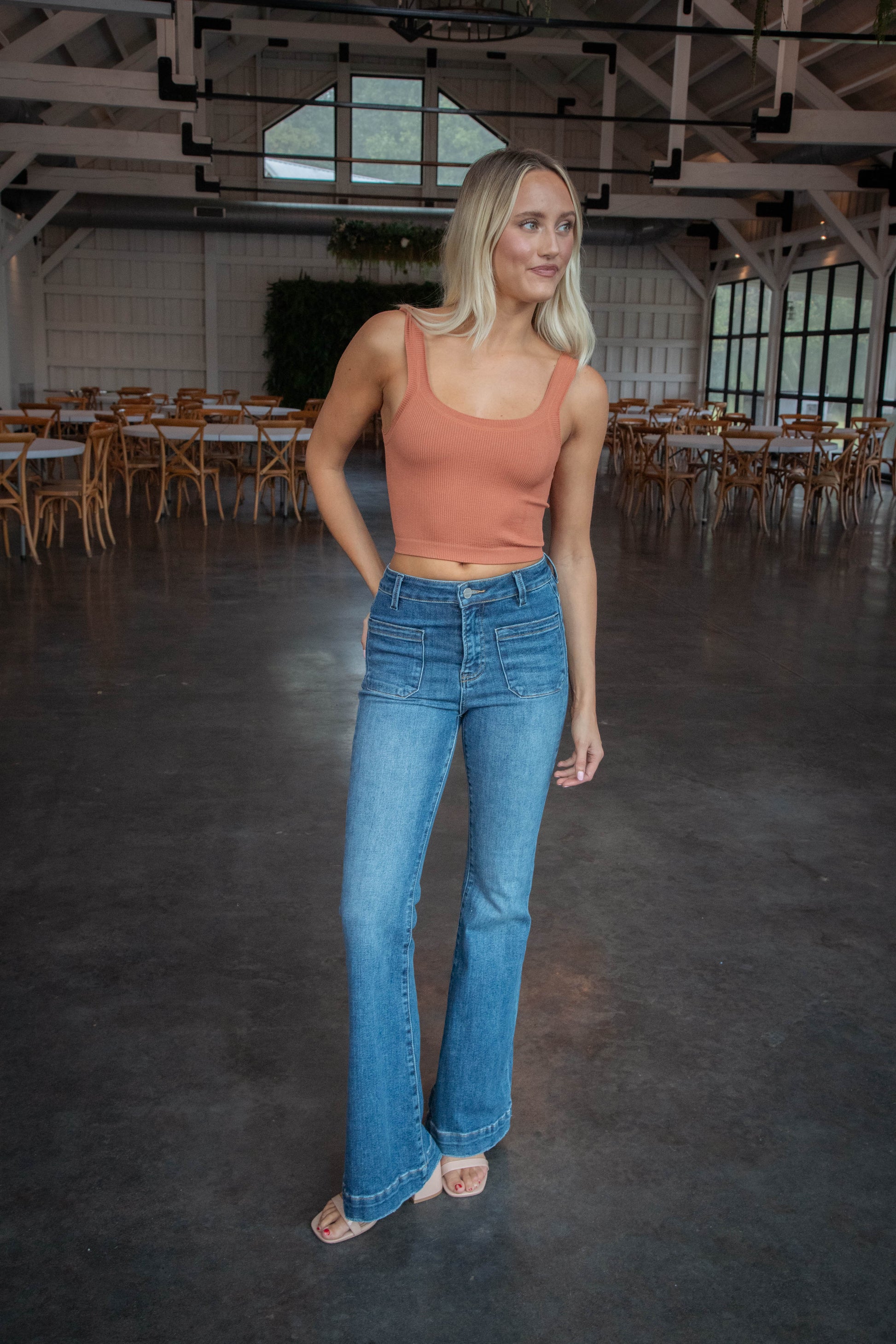  Miya Scoop Neck Crop Tank, Terracotta
