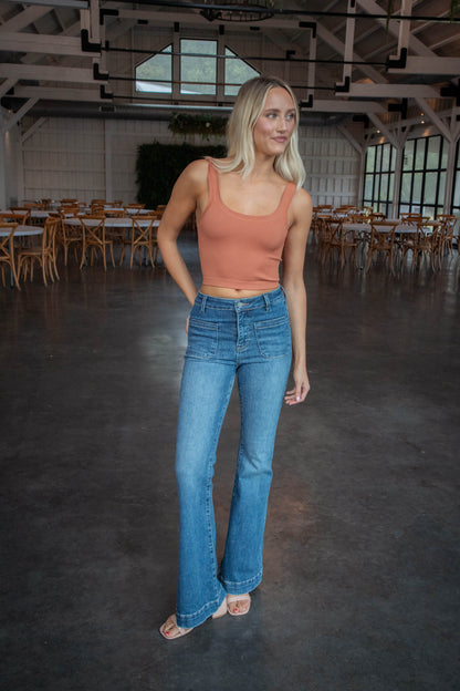  Miya Scoop Neck Crop Tank, Terracotta