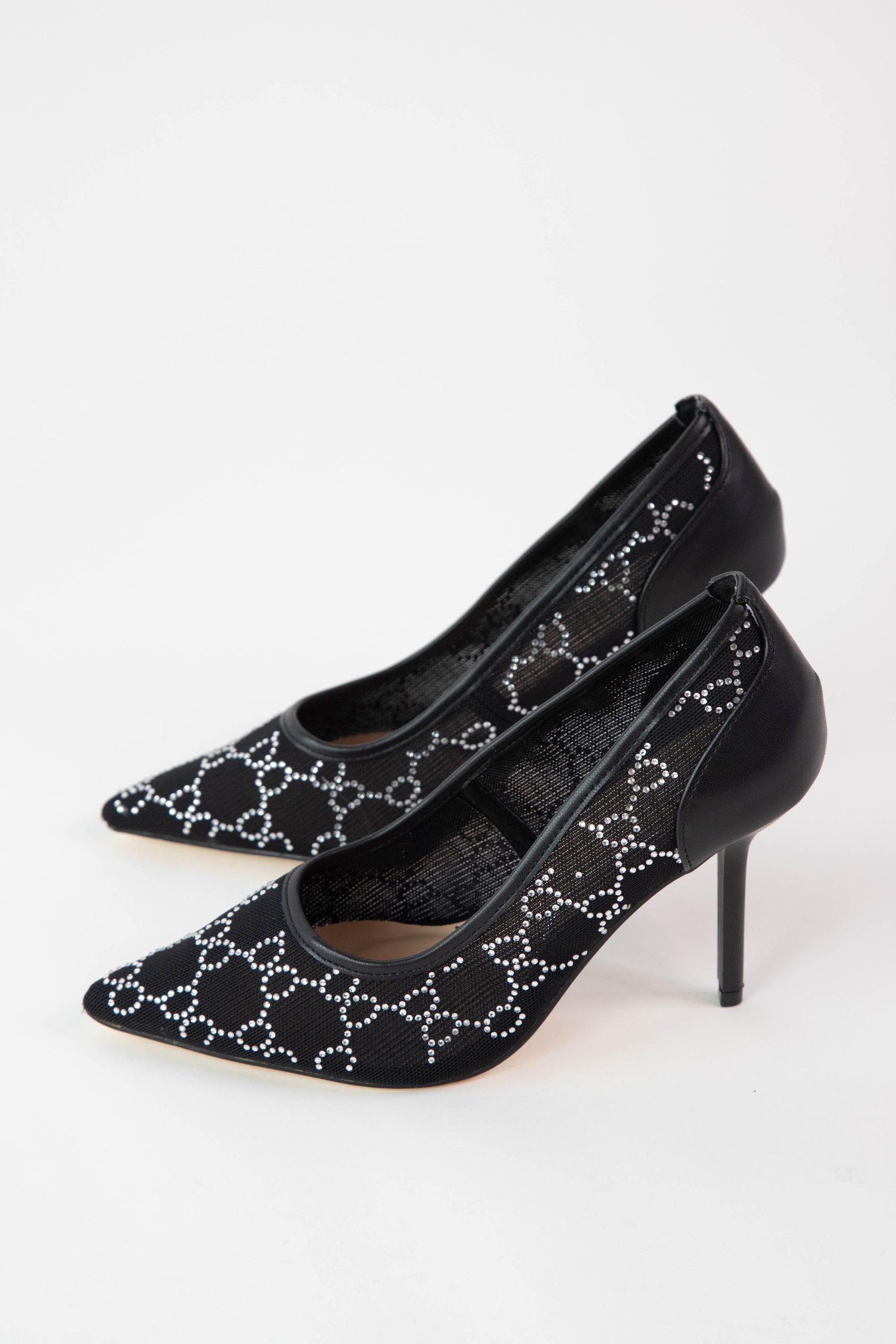  Flora Mesh Rhinestone Pump, Black