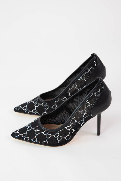  Flora Mesh Rhinestone Pump, Black