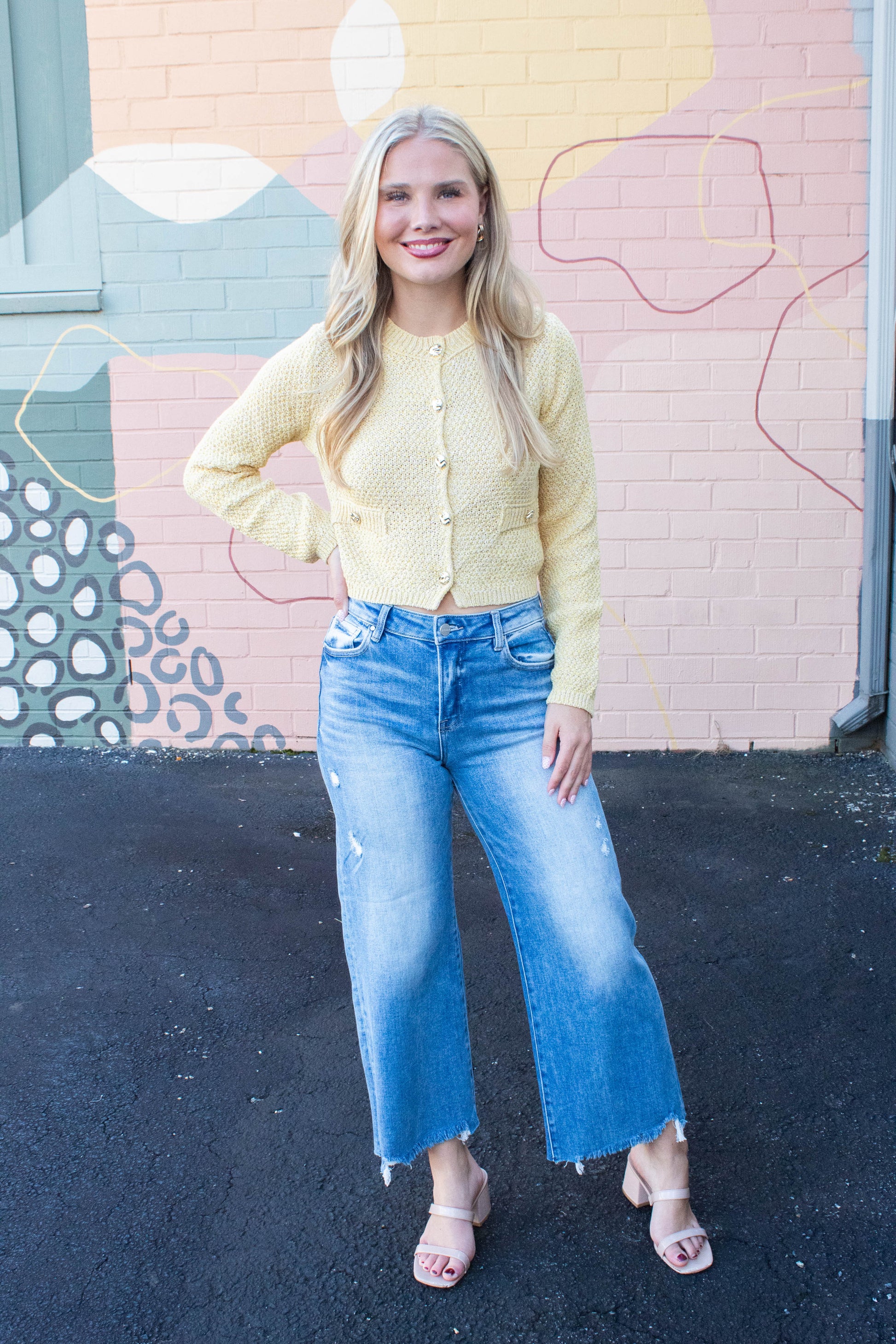  Priscilla Gold Button Cardigan, Yellow
