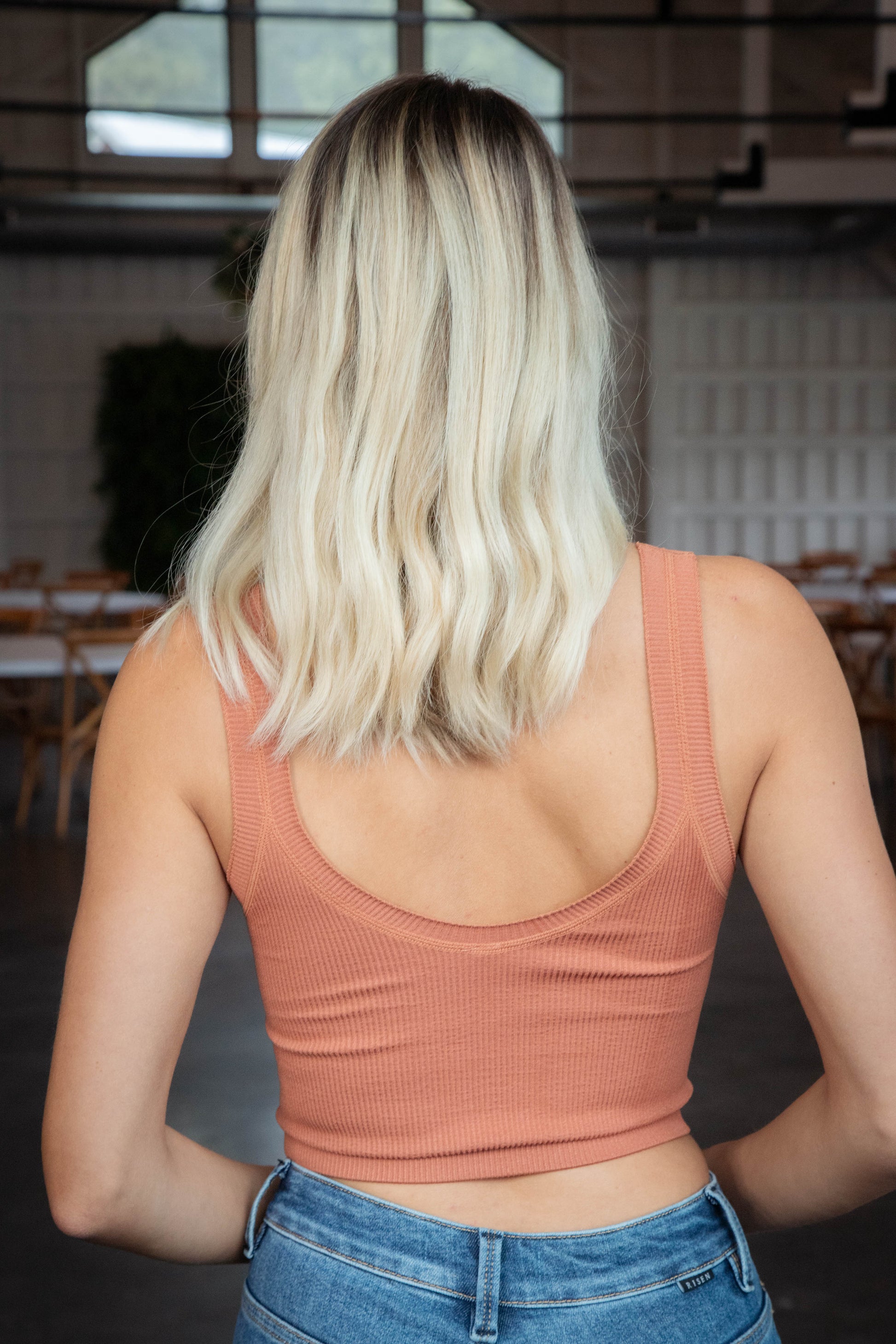  Miya Scoop Neck Crop Tank, Terracotta