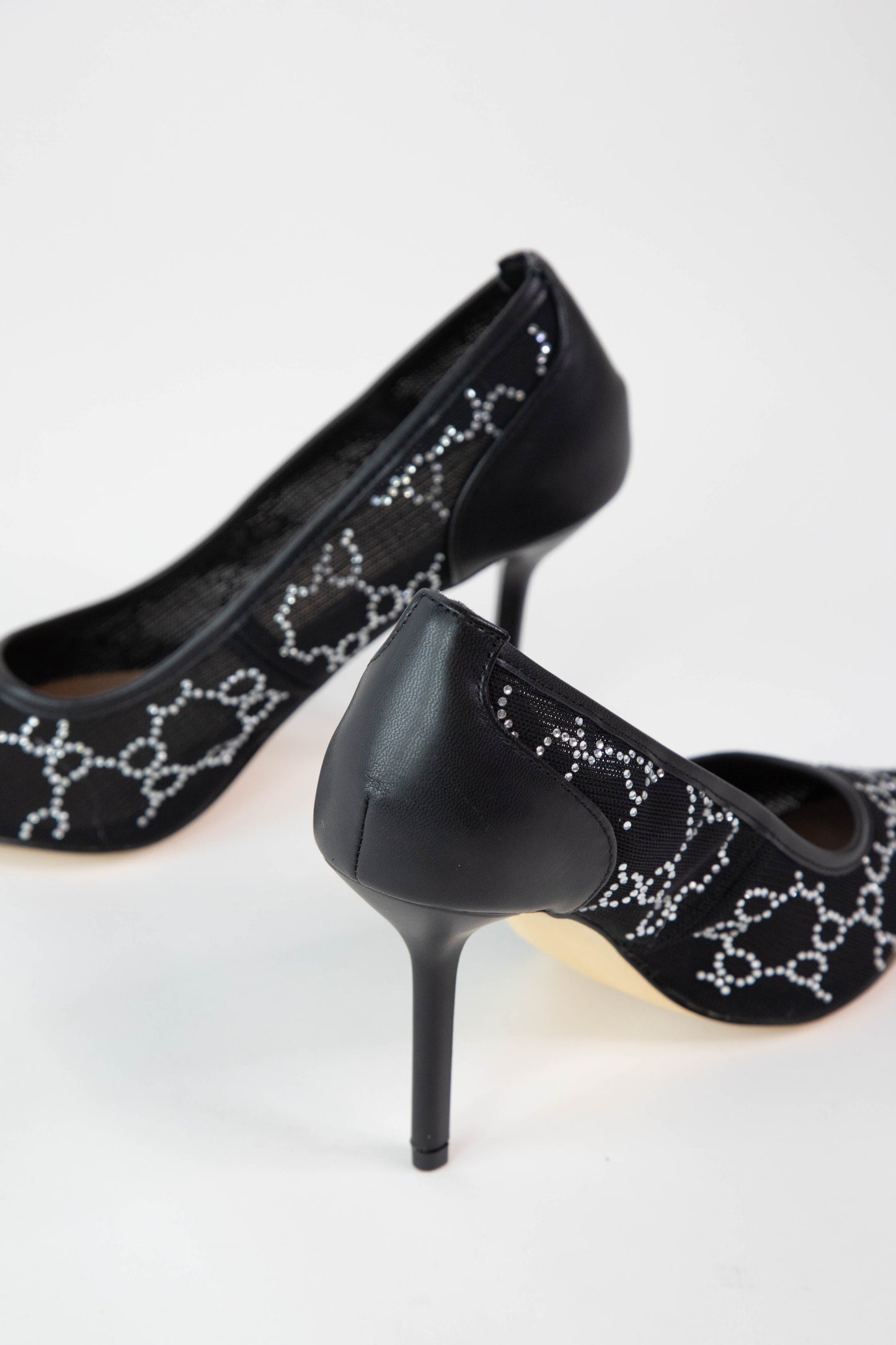  Flora Mesh Rhinestone Pump, Black