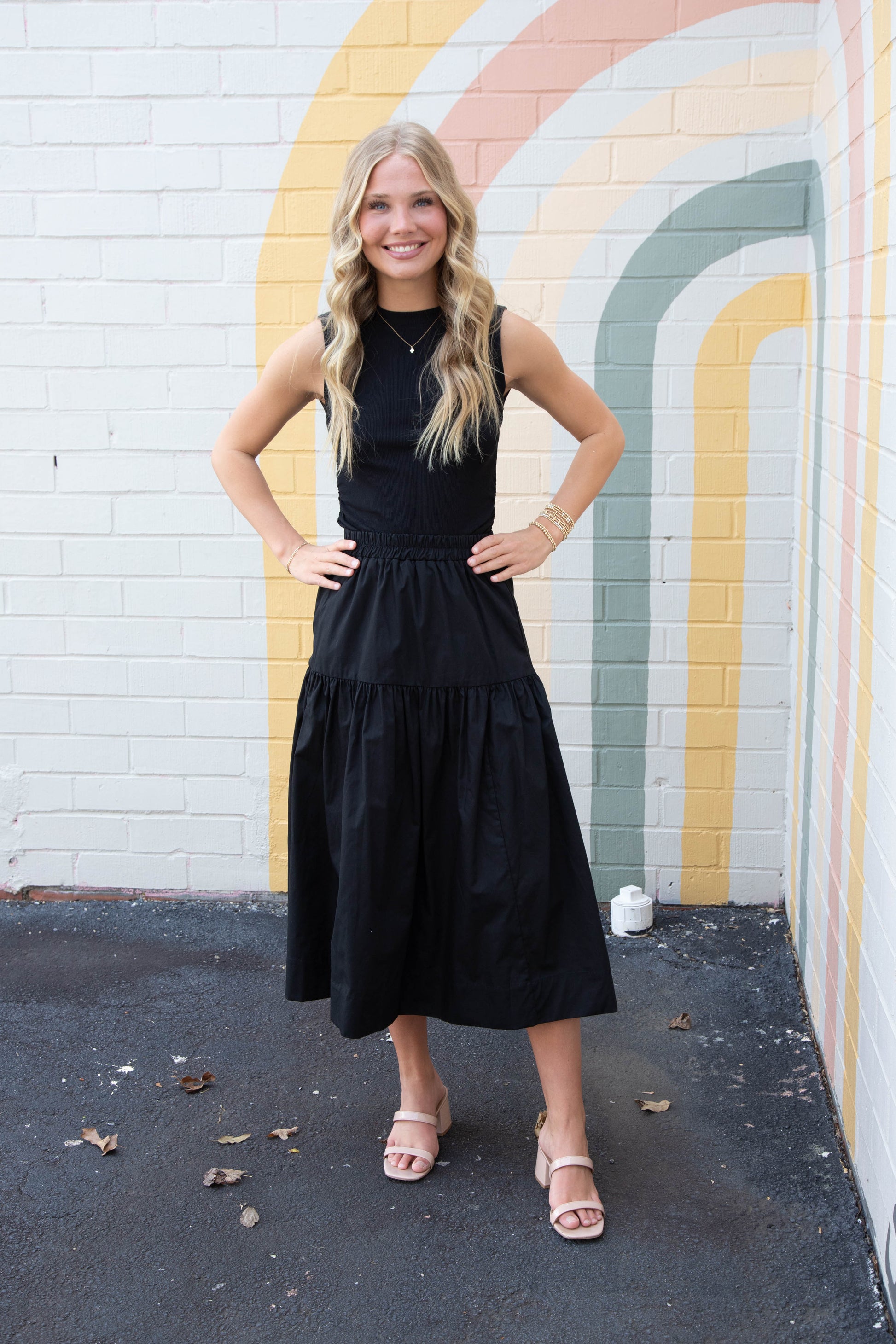  Maggie Poplin Prairie Skirt, Black | Sanctuary