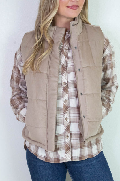 Be Cool Isabelle Suede Puffer Vest, Mocha
