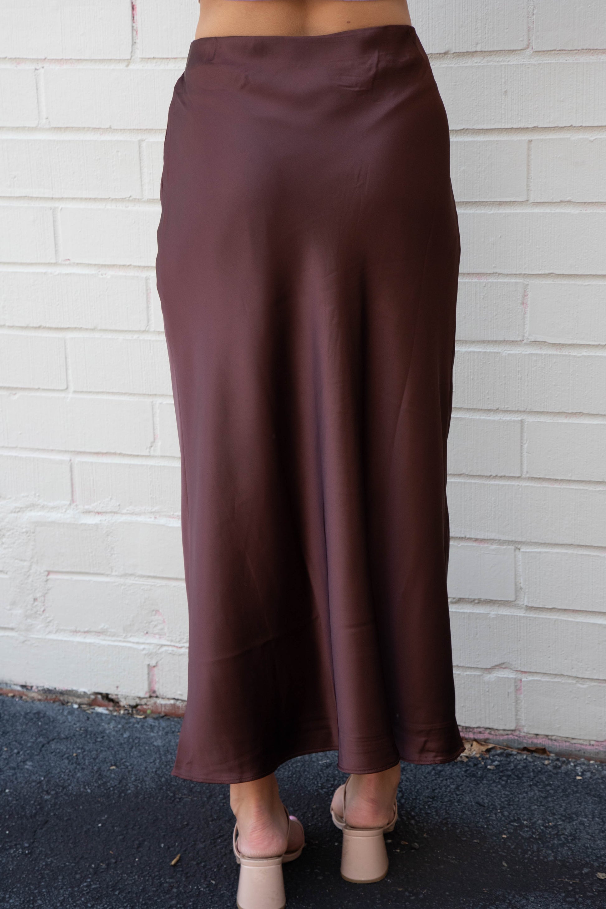  Brinley Satin Maxi Skirt, Chestnut