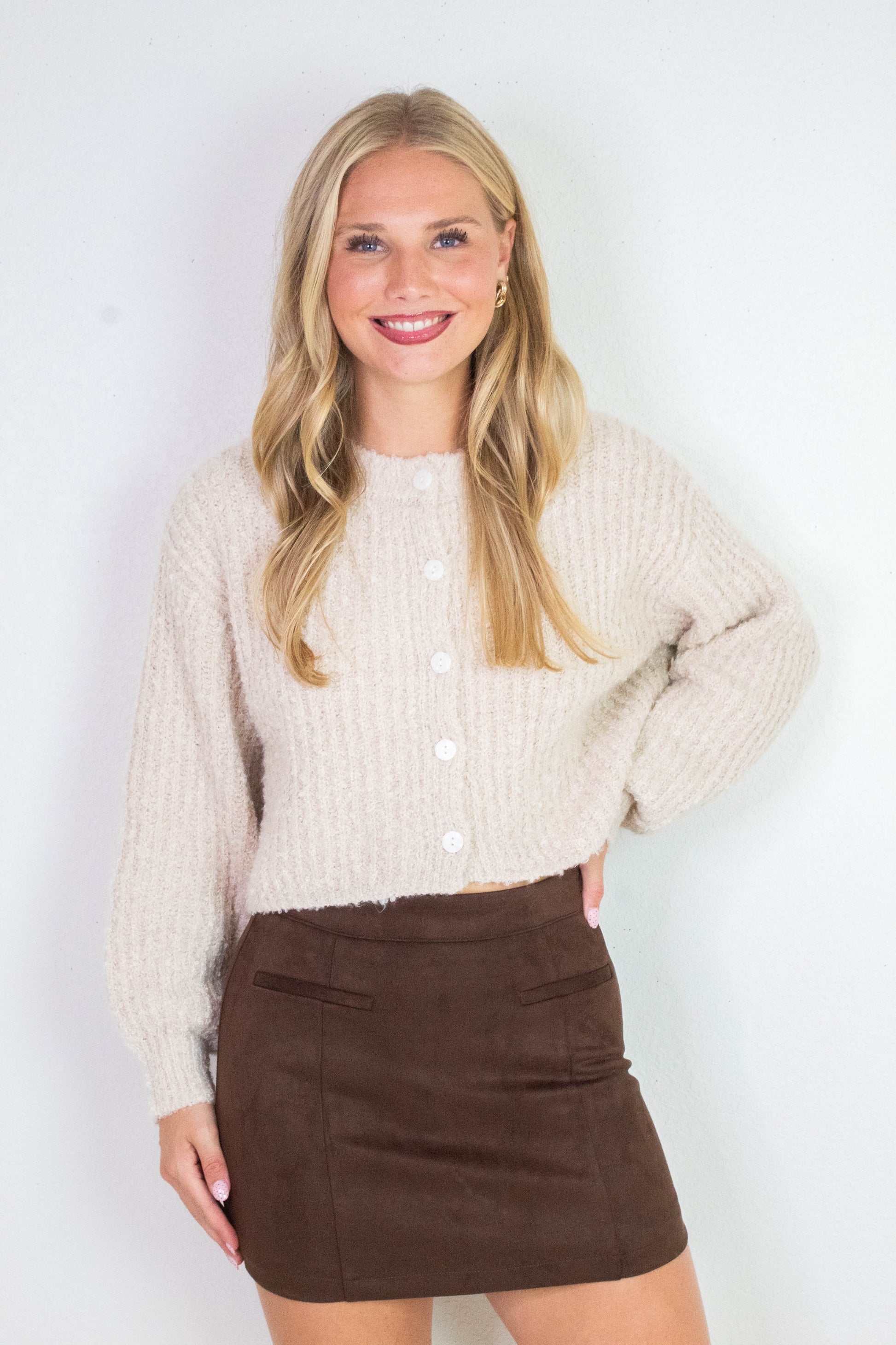  Emberly Fluffy Knit Cardigan, Alpaca